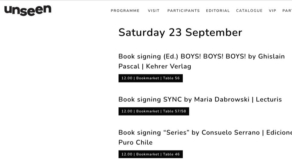 UNSEEN Photography fair - Book signing SYNC